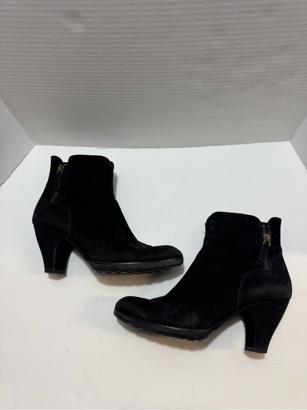 Paul Green Black Suede Ankle Booties with Side Zip